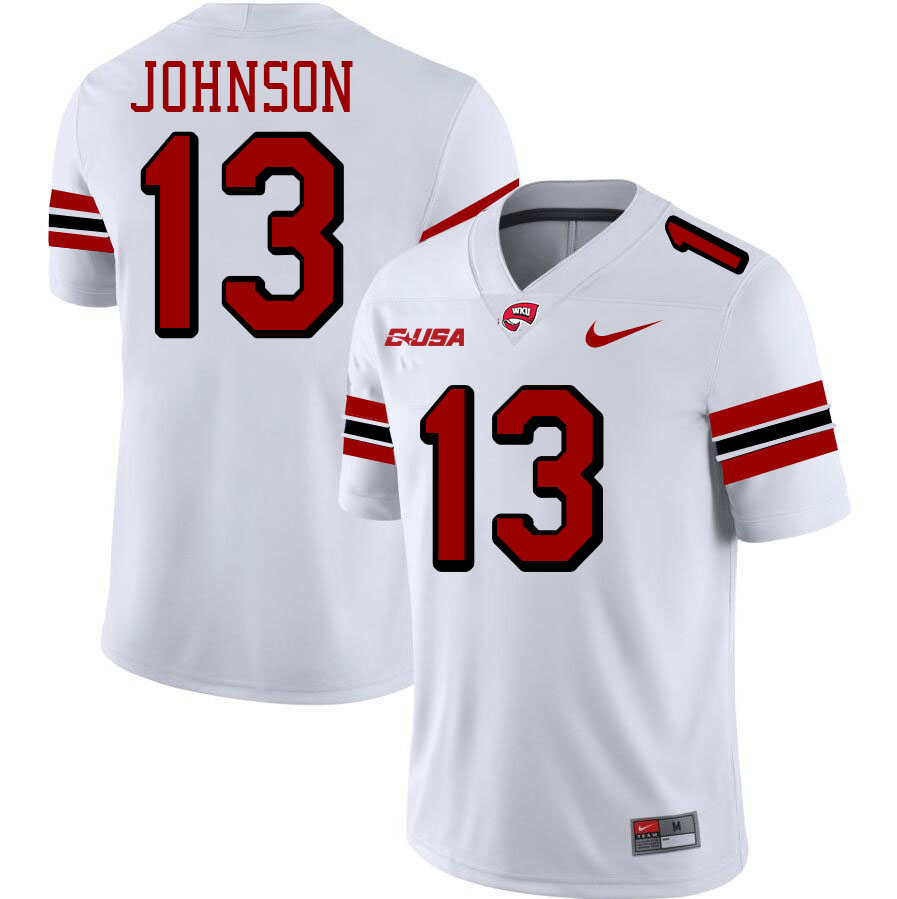 Western Kentucky Hilltoppers #13 Kisean Johnson College Football Jerseys Stitched-White